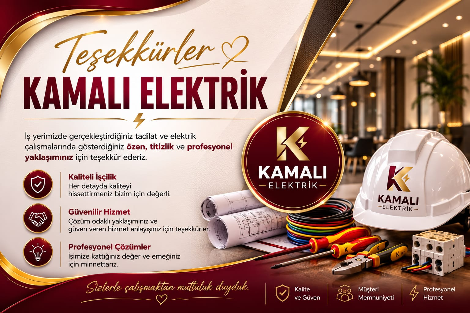 Kamalı Elektrik teşekkür görseli